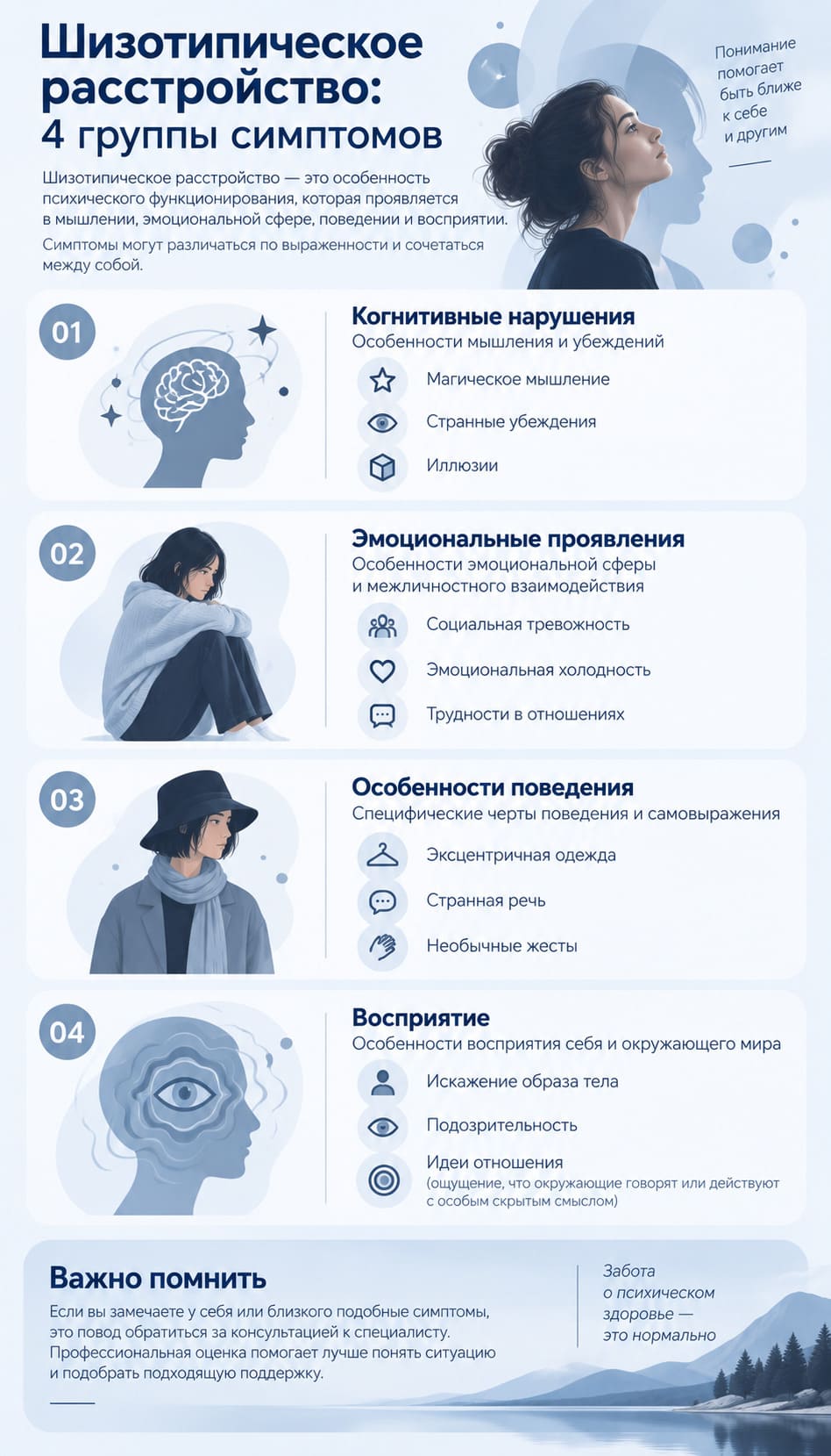 Инфографика об основных симптомах шизотипического расстройства