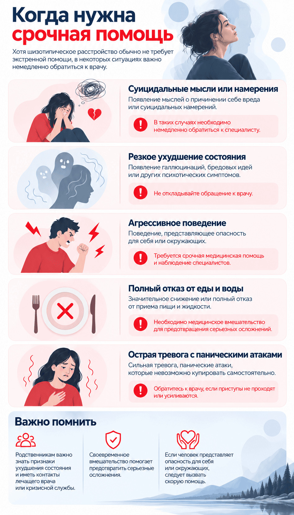 инфографика: Когда нужна помощь при шизотипическом расстройстве